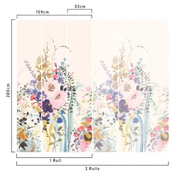 GoodHome Papier peint panoramique intissé Venetian fleurs pastel L.280 x l.159 cm