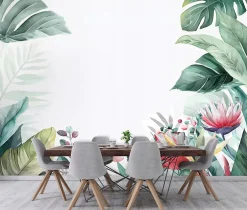 Wallarena Papier Peint Panoramique Intissé Jungle Feuilles Vert - 350x250 cm - Papier Peint Chambre et salon