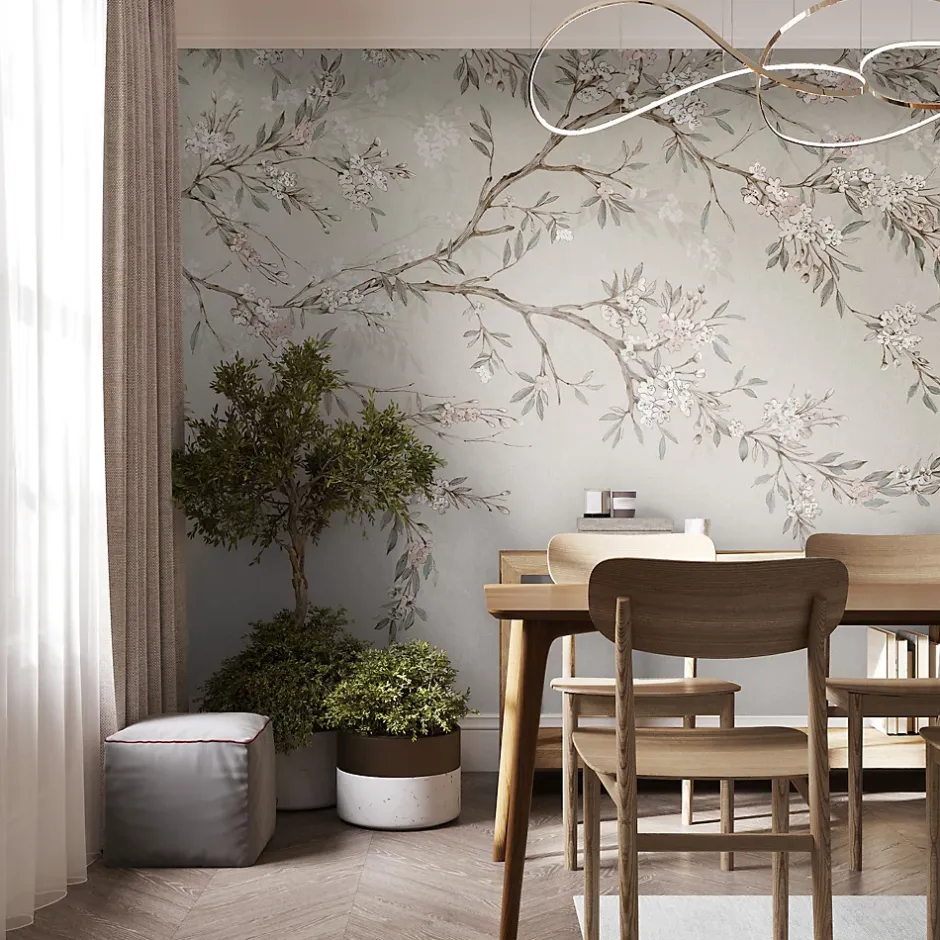 Art for the Home Papier peint panoramique Blossom Trail 300 x 280cm Beige, marron, vert grisé