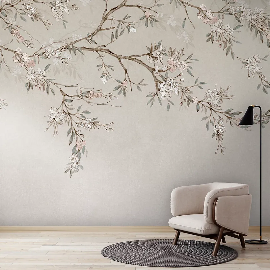 Art for the Home Papier peint panoramique Blossom Trail 300 x 280cm Beige, marron, vert grisé