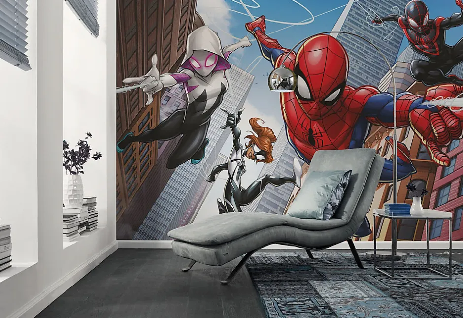 Papier peint panoramique sur intissée de - Marvel Spider-Man Swinging Crew - Taille: 400 x 250 cm-Komar Discount