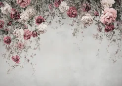 Wallarena Papier Peint Panoramique Intissé Fleurs Floral Béton 350x250 cm - Colle Inclus - Moderne Papier Peint Intissé Chambre Salon