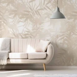 Papier peint panoramique Ombres bambous, Beige 150 x 250cm-Acte Déco Discount