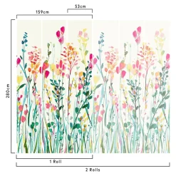 Papier peint panoramique intissé Sinopia fleurs multicouleurs L.280 x l.159 cm-GoodHome Online