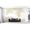 Papier peint panoramique intissé arbre, beige, blanc, 8 lés, L.280 x l.400cm-IDPanneaux
