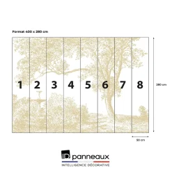 Papier peint panoramique intissé arbre, beige, blanc, 8 lés, L.280 x l.400cm-IDPanneaux