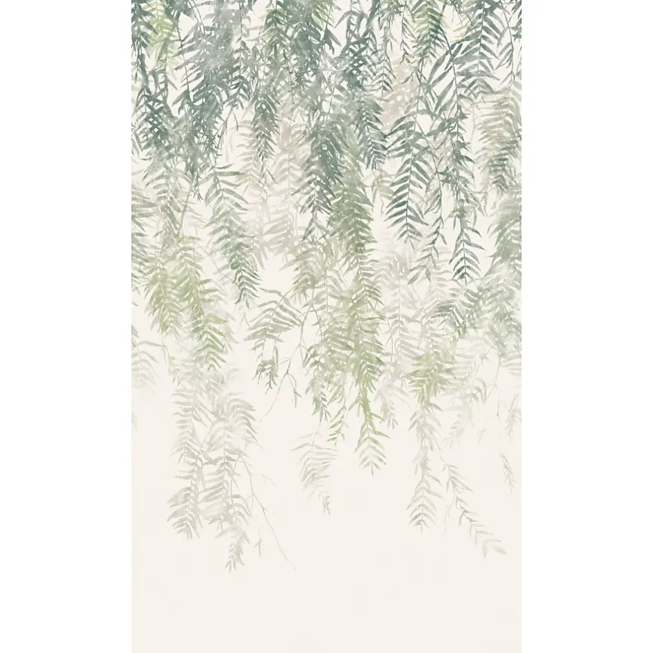 Papier peint panoramique intissé feuillage vert, 2 lés, L.280 x l.159 cm Wisteria-Grandeco Outlet