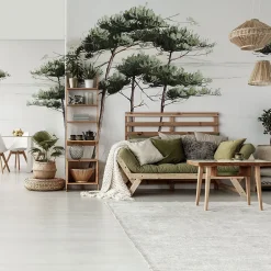 Acte Déco Papier peint panoramique Pins du bassin, Vert de gris 375 x 250cm