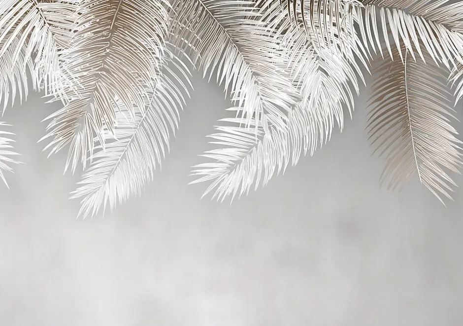 Papier Peint Panoramique Intissé Feuilles Suspendu Beige - 350x250 cm - Papier Peint Chambre et salon-Wallarena New