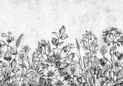 Wallarena Papier Peint Panoramique Intissé Fleurs Béton Gris - 416x254 cm - Papier Peint Chambre et salon