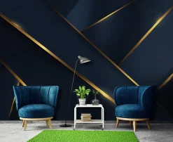 Wallarena Papier Peint Panoramique Intissé Abstrait Glamour Bleu - 400x280 cm - Papier Peint Chambre et salon