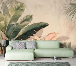 Papier Peint Panoramique Intissé Feuilles Jungle Vert - 400x280 cm - Papier Peint Chambre et salon-Wallarena Online