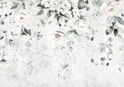 Papier Peint Panoramique Vinyle Feuilles Suspendu Gris - 254x184 cm - Papier Peint Chambre et salon-Wallarena New