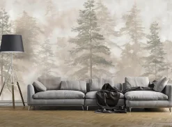 Papier Peint Panoramique Intissé Forêt Arbres Beige - 350x250 cm - Papier Peint Chambre et salon-Wallarena Clearance