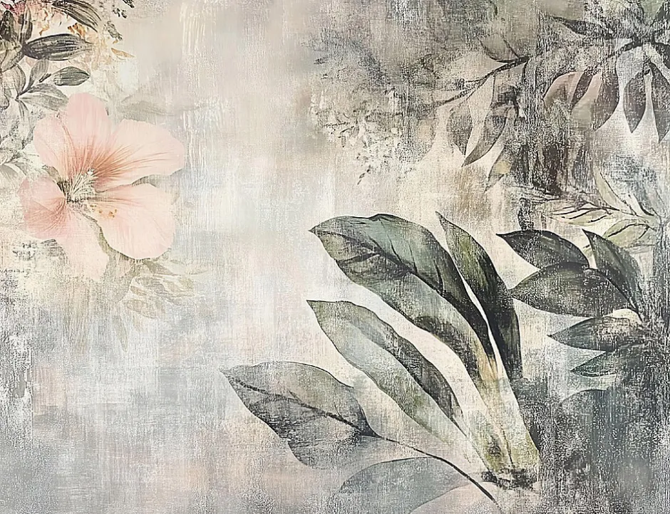 Wallarena Papier Peint Panoramique Intissé Feuilles Fleurs Vintage 400x280 cm - Colle Inclus - Chambre et Salon