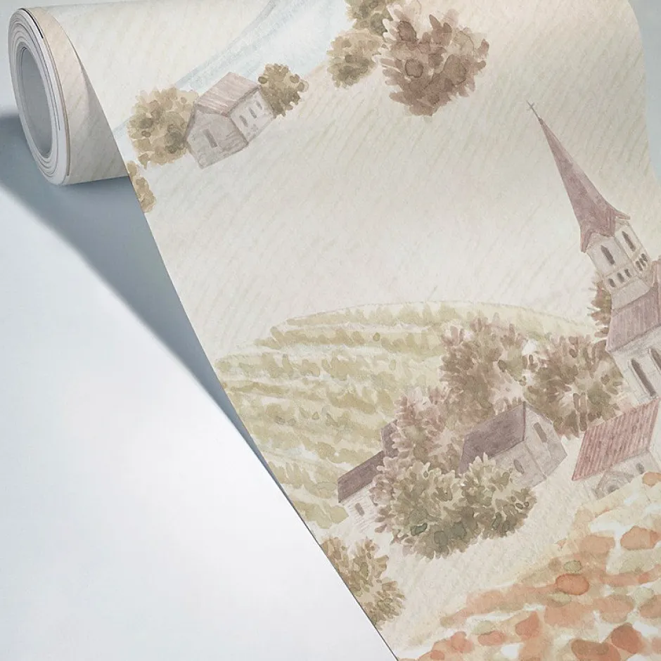 99Deco Papier peint panoramique - Campagne - Rouge - intissé : 150g/m² - 7 lés : 336x270cm