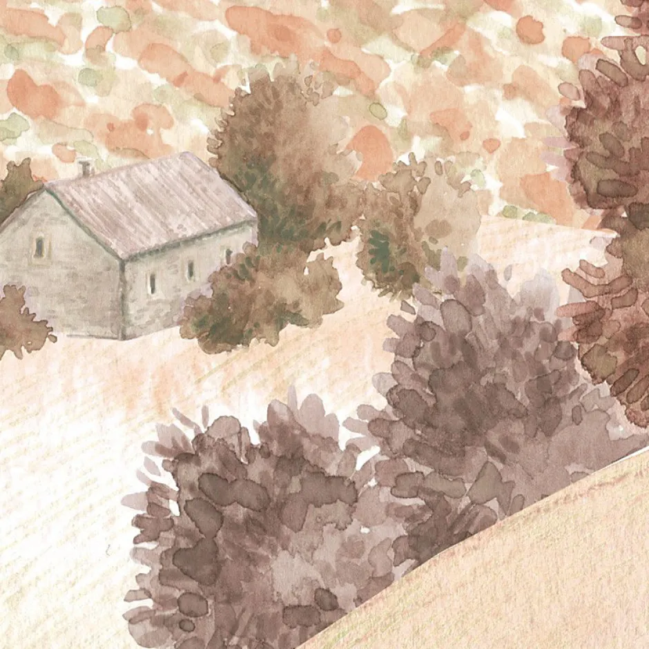 99Deco Papier peint panoramique - Campagne - Rouge - intissé : 150g/m² - 7 lés : 336x270cm