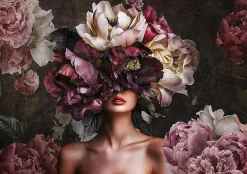 Papier Peint Panoramique Intissé Fleurs Femme 350x250 cm - Colle Inclus - Moderne XXL Papier Peint por Chambre Salon-Wallarena Best