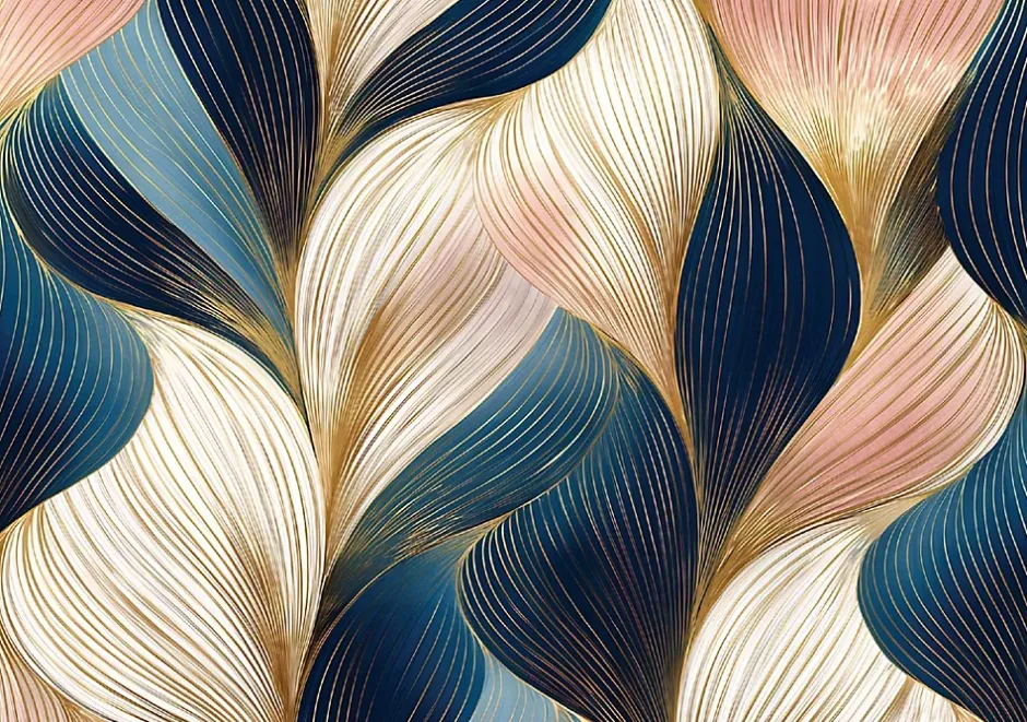 Wallarena Papier Peint Panoramique Intissé Art Déco Abstrait Bleu - 350x250 cm - Papier Peint Chambre et salon