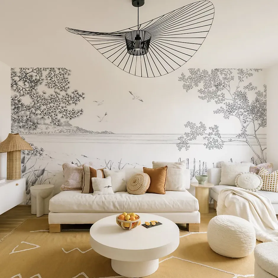 Acte Déco Papier peint panoramique Côtes Sauvages, Noir et blanc 525 x 250cm