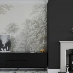 Art for the Home Papier peint panoramique XXL Forêt Bucolique 400 x 280cm Gris vert