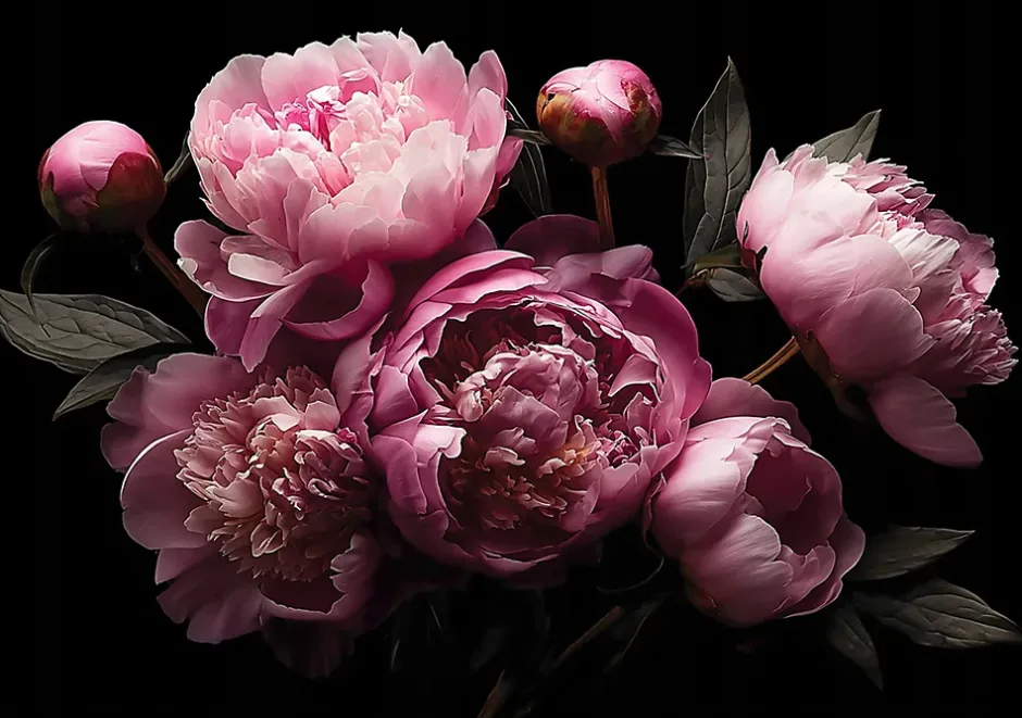 Wallarena Papier Peint Panoramique Intissé Fleurs Pivoines Rose - 400x280 cm - Papier Peint Chambre et salon