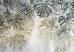 Papier Peint Panoramique Intissé Feuilles Jungle Vert - 250x175 cm - Papier Peint Chambre et salon-Wallarena