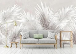 Wallarena Papier Peint Panoramique Intissé Feuilles Béton Rose - 350x250 cm - Papier Peint Chambre et salon