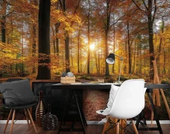 Wallarena Papier Peint Panoramique Intissé Forêt Arbres Brun - 400x280 cm - Papier Peint Chambre et salon