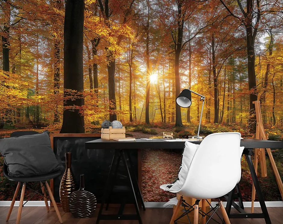 Wallarena Papier Peint Panoramique Intissé Forêt Arbres Brun - 400x280 cm - Papier Peint Chambre et salon