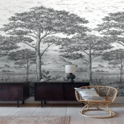 GoodHome Papier peint panoramique Intissé Turcoaz noir et blanc 280 x 159 cm