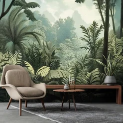 Papier Peint Panoramique Intissé Nature Foret Jungle 400x280 cm - Colle Inclus - Moderne XXL Papier Peint por Chambre Salon-Wallarena Discount