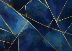 Papier Peint Panoramique Intissé Marbre Charme Bleu - 350x250 cm - Papier Peint Chambre et salon-Wallarena New