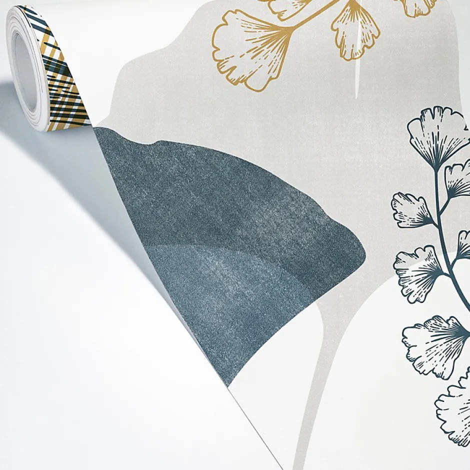 99DECO Papier peint panoramique - Gingko - Multicolore - intissé : 150g/m² - 5 lés : 240x270cm