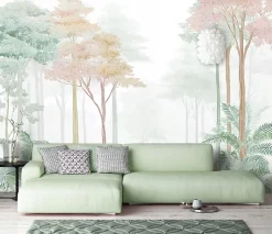 Wallarena Papier Peint Panoramique Intissé Forêt Arbres Vert - 400x280 cm - Papier Peint Chambre et salon