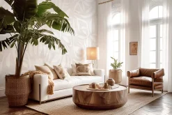 Papier peint panoramique Matis - Crème-Lé Papiers de Ninon Hot