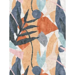 Papier peint panoramique intissé géométrique gris, bleu, orange, 4lés, L.280 x l.200cm-IDPanneaux Hot