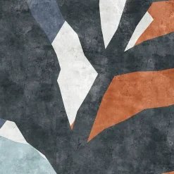 Papier peint panoramique intissé géométrique gris, bleu, orange, 4lés, L.280 x l.200cm-IDPanneaux Hot