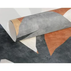 Papier peint panoramique intissé géométrique gris, bleu, orange, 4lés, L.280 x l.200cm-IDPanneaux Hot