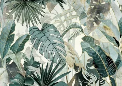 Papier Peint Panoramique Intissé Feuilles Jungle Vert - 416x254 cm - Papier Peint Chambre et salon-Wallarena Sale