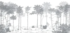 Papier peint panoramique Balade dans les bois, Gris 150 x 250cm-Acte Déco Outlet