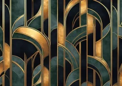 Wallarena Papier Peint Panoramique Intissé Art Déco Abstrait Vert - 400x280 cm - Papier Peint Chambre et salon