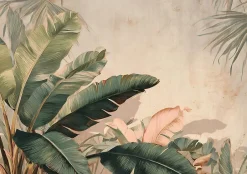 Papier Peint Panoramique Intissé Feuilles Jungle Vert - 350x250 cm - Papier Peint Chambre et salon-Wallarena Sale