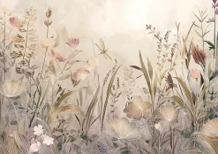 Wallarena Papier Peint Panoramique Intissé Fleurs Prairie Beige - 300x210 cm - Papier Peint Chambre et salon