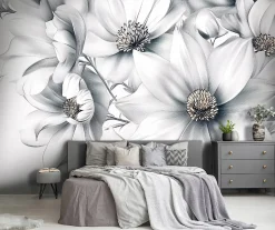 Papier Peint Panoramique Intissé 3D Fleurs Floral 350x250 cm - Colle Inclus - Moderne Papier Peint Intissé Chambre Salon-Wallarena New