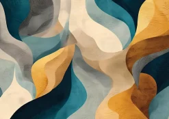 Papier Peint Panoramique Intissé Art Déco Abstrait Beige - 400x280 cm - Papier Peint Chambre et salon-Wallarena Discount