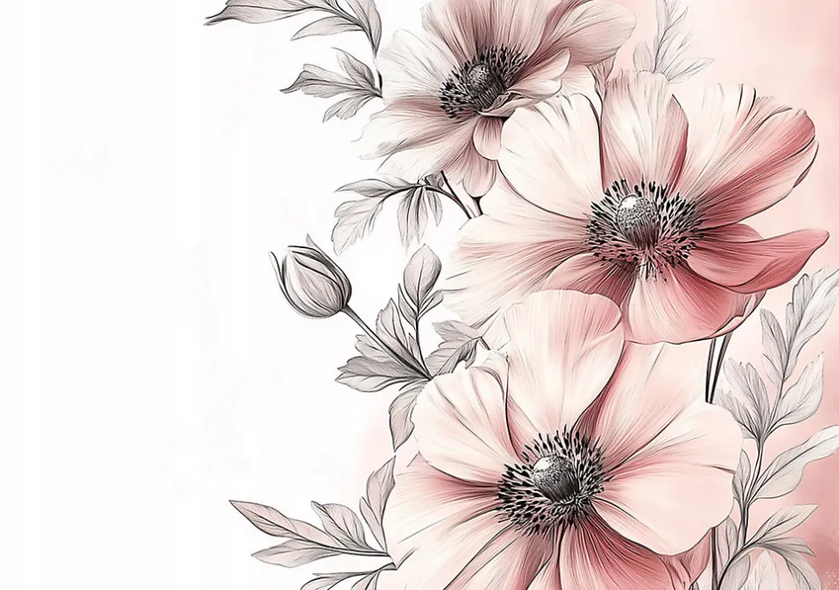 Wallarena Papier Peint Panoramique Intissé Fleurs Floral 350x250 cm - Colle Inclus - Moderne Papier Peint Intissé Chambre Salon