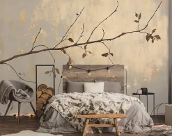 Papier Peint Panoramique Intissé Beige Or Abstrait 250x175 cm - Colle Inclus - Moderne XXL Papier Peint Intissé Chambre Salon-Wallarena Best