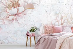 Wallarena Papier Peint Panoramique Intissé Fleurs Pivoines Rose - 400x280 cm - Papier Peint Chambre et salon