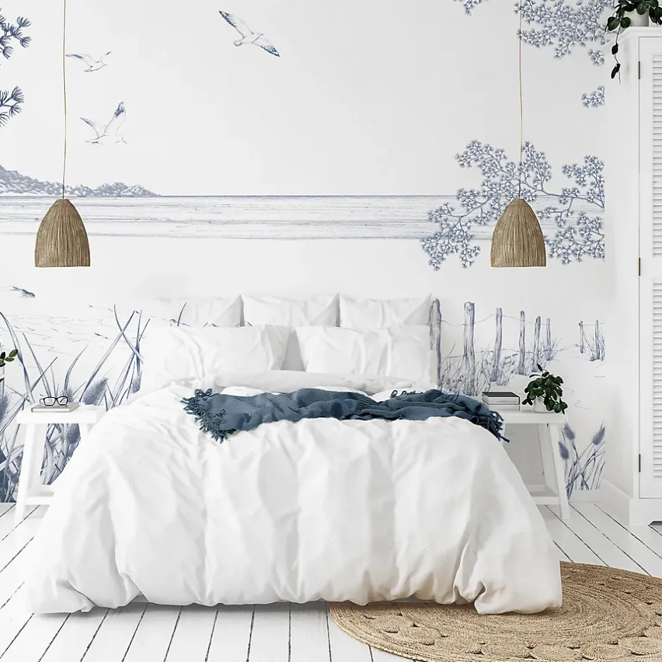 Papier peint panoramique Côtes Sauvages, Bleu 300 x 250cm-Acte Déco Discount